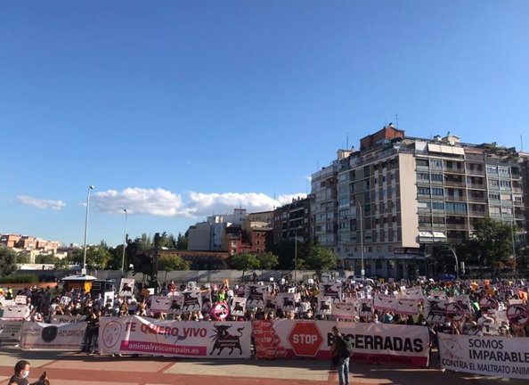 Manifestación antitaurina convocada por PACMA este sábado 18 de septiembre en Las Ventas de Madrid