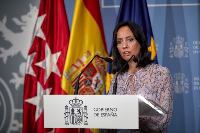 La delegada del Gobierno en la Comunidad de Madrid, Mercedes González, ofrece un rueda de prensa en la sede de la Delegación