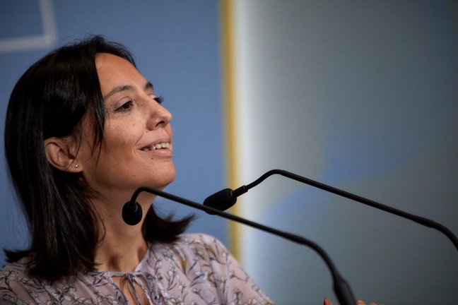 La delegada del Gobierno en la Comunidad de Madrid, Mercedes González, ofrece un rueda de prensa en la sede de la Delegación
