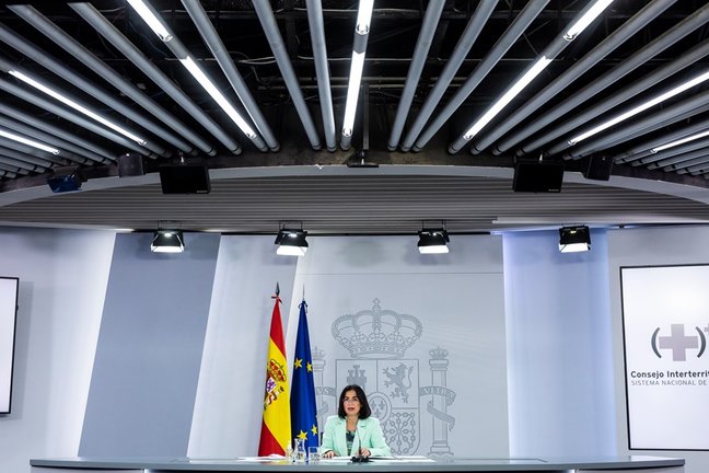 La ministra de Sanidad, Carolina Darias, durante la rueda de prensa posterior al Consejo Interterritorial del Sistema Nacional de Salud, en La Moncloa, a 8 de septiembre de 2021, en Madrid (España).