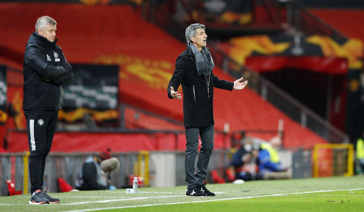 Imanol Alguacil Barrenetxea coach of Real Sociedad during the UEFA Europa League, round of 32, 2nd leg football match between Manchester United and Real Sociedad on February 25, 2021 at Old Trafford in Manchester, England - Photo Lynne Cameron / Colorsport / DPPI
AFP7 /  Europa Press
  (Foto de ARCHIVO)
25/2/2021 ONLY FOR USE IN SPAIN
