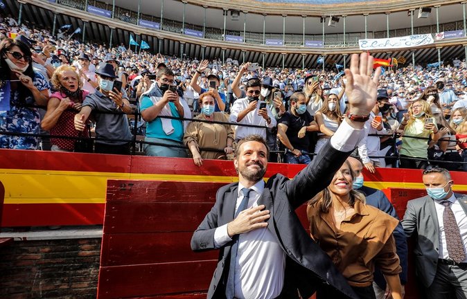 El presidente del PP, Pablo Casado, a su llegada al acto de clausura de la Convención Nacional del PP