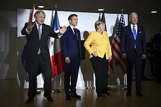 Johnson, Macron, Merkel y Biden en Roma.Jeff J MitchellAP