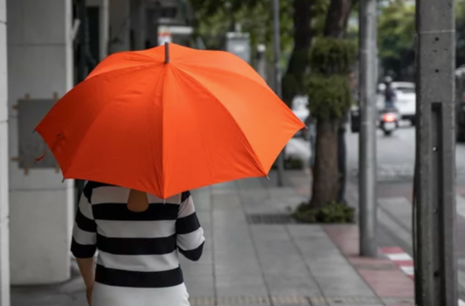 Una mujer con un paraguas.