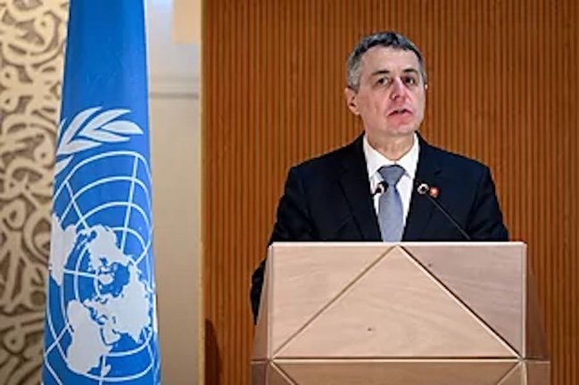 El presidente de Suiza, Ignazio Cassis, este lunes en el Consejo de Derechos Humanos de la ONUFabrize CoffriniPool | EFE