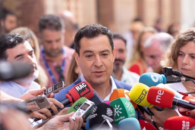 El presidente de la Junta y candidato del PP a la reelección, Juanma Moreno. EFE/Carlos Díaz