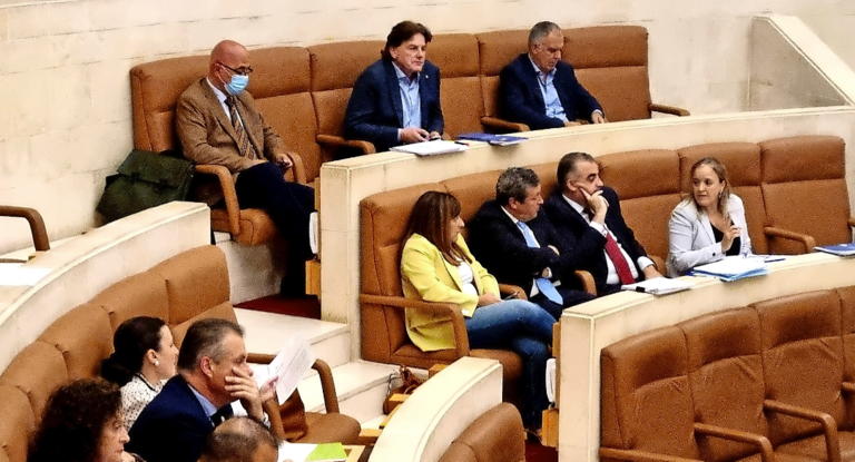Varios diputados del Partido Popular de Cantabria ayer en el Parlamento. / ALERTA