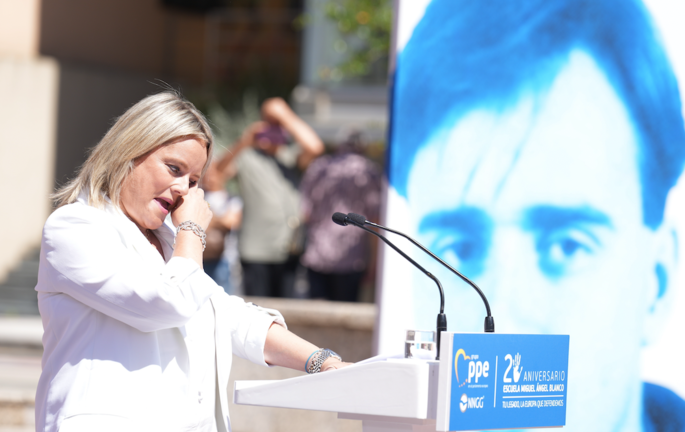 Mari Mar Blanco, durante el acto de homenaje a su hermano en Ermua, asesinado por ETA en 1997. Firma: H.BILBAO-EUROPA PRESS
