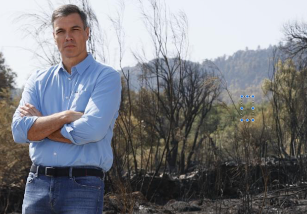 La foto viral de Pedro Sánchez posando en un incendio de Extremadura /EFE