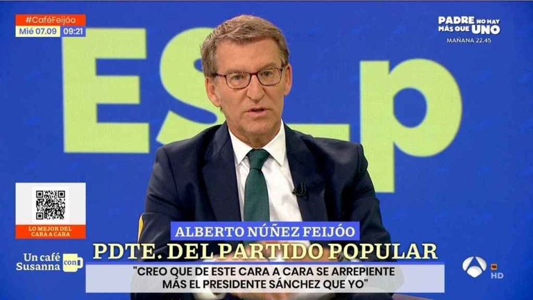 Alberto Núñez Feijóo este miércoles en 'Espejo Público', de Antena 3.