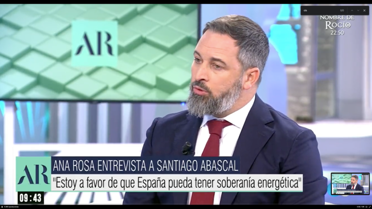 Abascal en una entrevista en el programa de Ana Rosa en Telecinco.