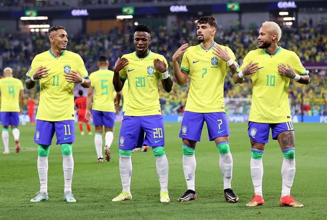 Vinicius, Raphinha, Paquetá y Neymar, ante Corea del Sur.Manu FernandezAP