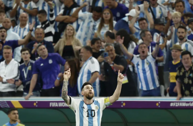 Lionel Messi celebra un gol contra Países Bajos. EFE/ Rodrigo Jiménez