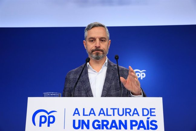 El vicesecretario de Economía del Partido Popular, Juan Bravo, durante la rueda de prensa. EFE / Zipi Aragón
