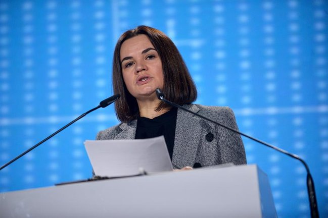 La opositora bielorrusa Svetlana Tijanóvskaya en octubre de 2022. / MARCIN OBARA