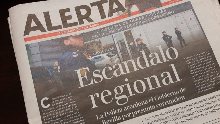 Image de la portada de ALERTA del jueves 23 de febrero de 2023, cuando saltó el escándalo regional.