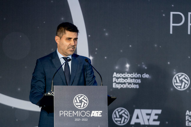 El presidente de la Asociación de Futbolistas Españoles, David Aganzo. / A. Pérez Meca