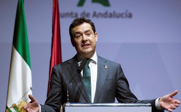 El presidente de la Junta y del Partido Popular andaluz (PP-A), Juanma Moreno. / EFE