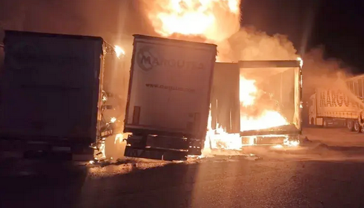 Incendio de camiones de Heras. / BS