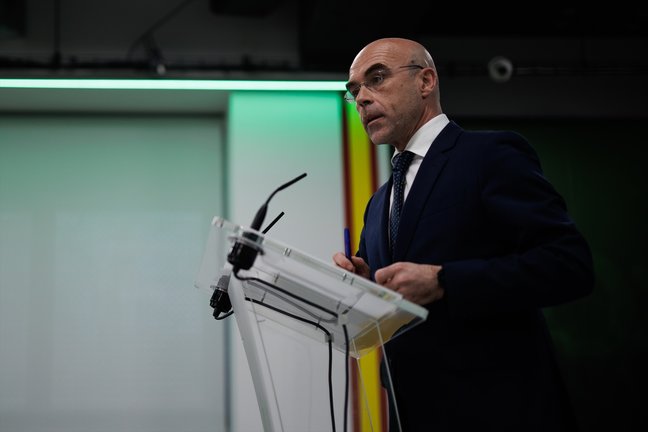 El portavoz del Comité de Acción Política de Vox, Jorge Buxadé. EP / Alejandro Martínez Vélez