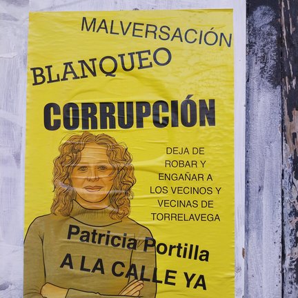 Carteles colocados por las calles de Torrelavega, en denuncia a la socialista Patricia Portilla.