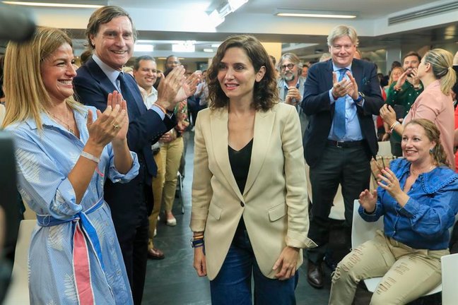 La presidenta del Partido Popular madrileño, Isabel Díaz Ayuso, preside la Junta Directiva del partido tras las elecciones autonómicas y municipales del 28M. EFE/ Fernando Alvarado