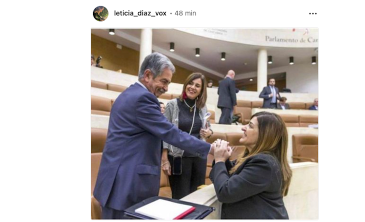 Captura de pantalla del post compartido por Letícia Díaz, candidata a la presidencia de Vox en Cantabria. / A.E.