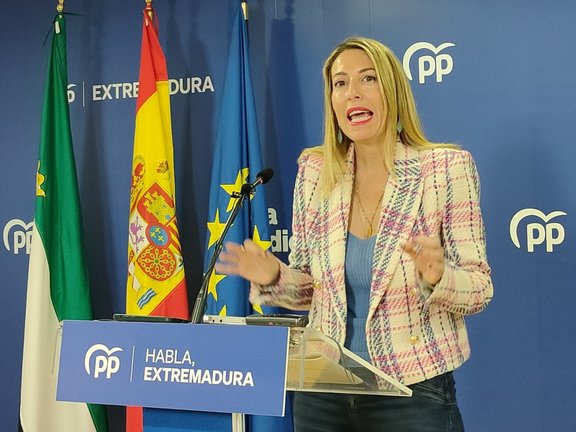 María Guardiola, en la sede del PP. EP