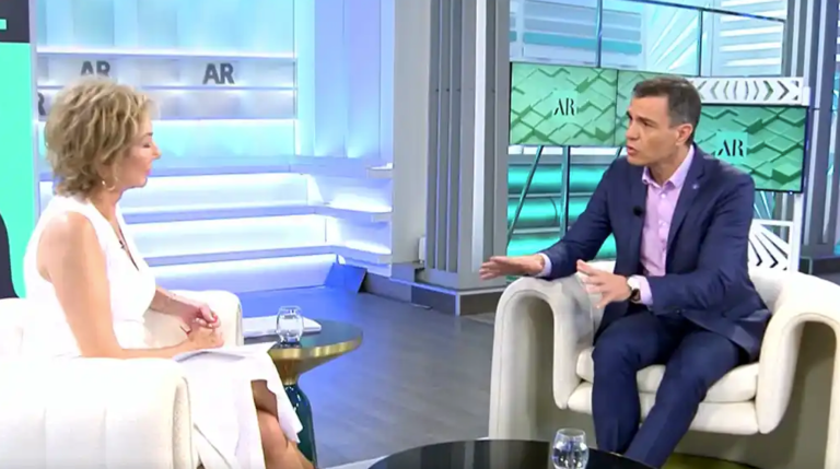 El presidente del Gobierno, Pedro Sánchez, durante su entrevista en 'El programa de Ana Rosa'. A.C.