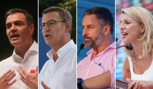 Los candidatos a la Presidencia del Gobierno, Pedro Sánchez, Alberto Núñez Feijóo, Santiago Abascal y Yolanda Díaz
- EUROPA PRESS