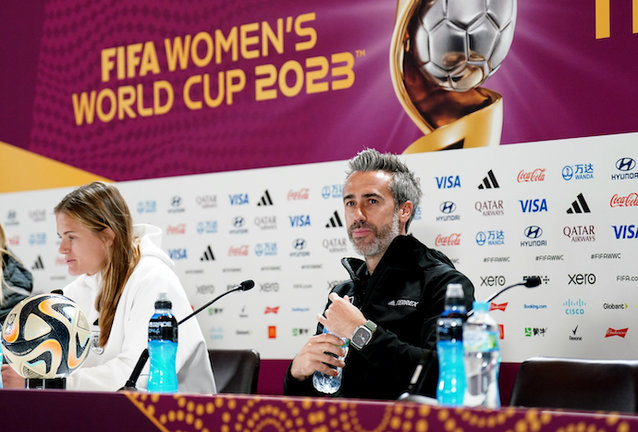 El seleccionador español Jorge Vilda asiste a una rueda de prensa en el Stadium Australia antes de su partido final de la Copa Mundial Femenina de la FIFA 2023 de fútbol contra Inglaterra. Foto: Zac Goodwin/PA Wire/dpa