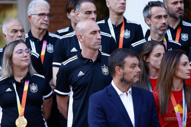 Luis Rubiales is seen during the reception of Pedro Sanchez, First Minister of Spain, to the players and staff of Spain Women Team as World Champions after winning the FIFA Women's World Cup Australia & New Zealand 2023 at Palacio de la Moncloa on august 22, 2023, in Madrid, Spain.
Óscar J.Barroso/AFP7
22/8/2023 ONLY FOR USE IN SPAIN