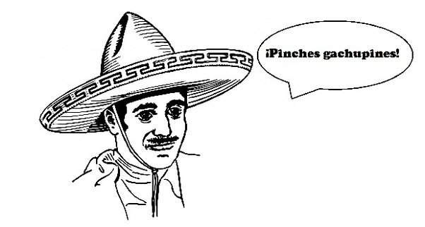 Caricatura de un mexicano denostando el apellido cachupin.