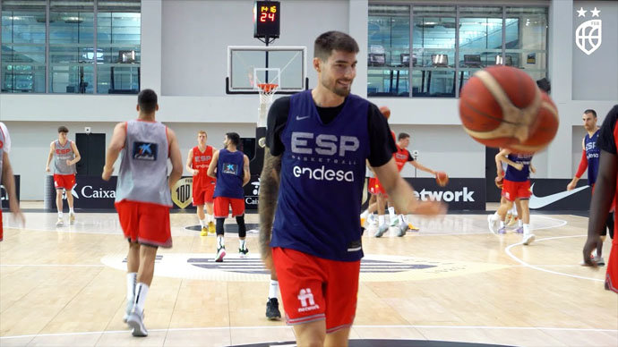 El equipo español de baloncesto, durante un entrenamiento. / feb