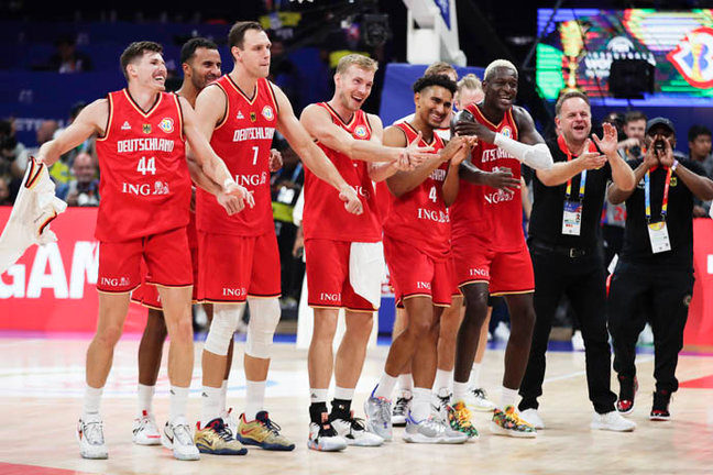 Alemania celebra su pase a la final del mundial de baloncesto. / efe