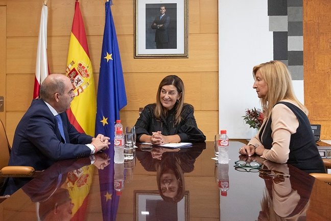 La presidenta de Cantabria, María José Sáenz de Buruaga, se reúne con Lorenzo Amor, presidente de ATA. / Alerta