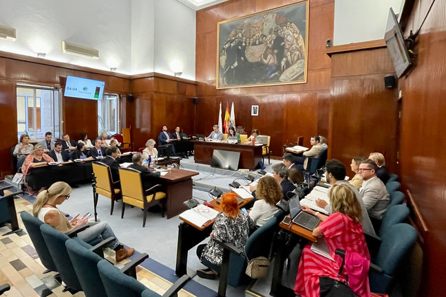 Vista general del pleno del Ayuntamiento de Santander ayer jueves. / Pablo Ayerbe