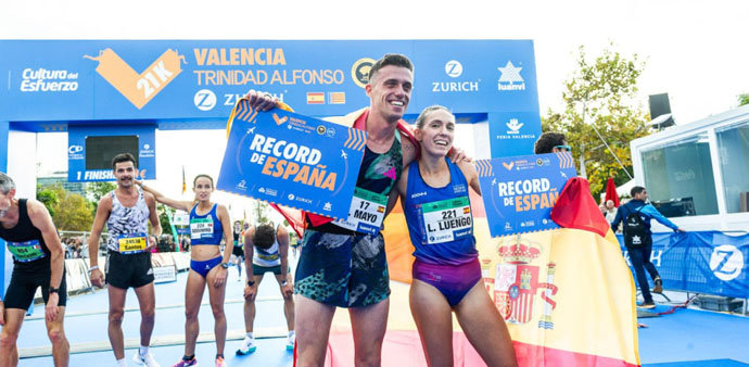 Carlos Mayo y Laura Luengo, nuevo récord de España de media maratón. / Bruno Almela