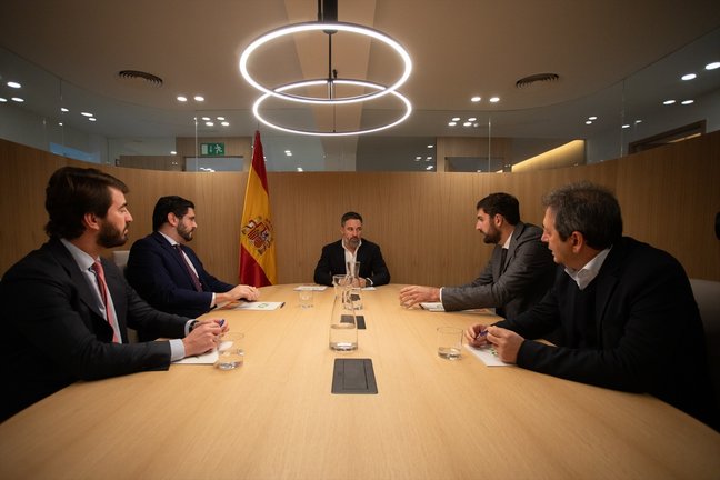 Santiago Abascal, reunido con los vicepresidentes autonómcos del partido. EP
