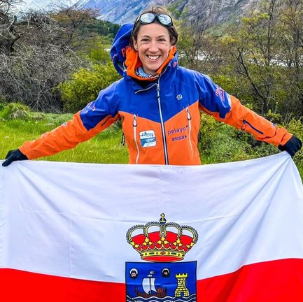 La campurriana llevó la bandera de Cantabria hasta la Patagonia. / Sonia Saiz