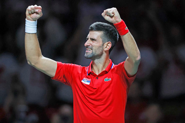 Novak Djokovic celebra la victoria ante el británico Cameron Norrie. EFE/Jorge Zapata