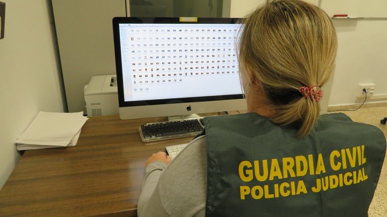 Agente de la Guardia Civil, frente a un ordenador. / Guardia Civil