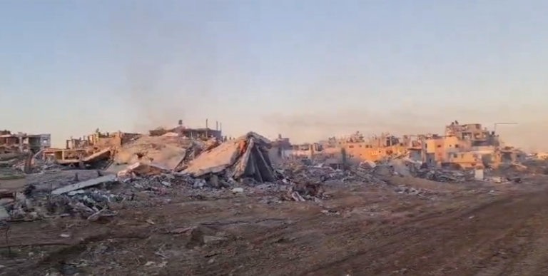 Gran destrucción en el barrio de Sajaiya en Gaza. / Twitter