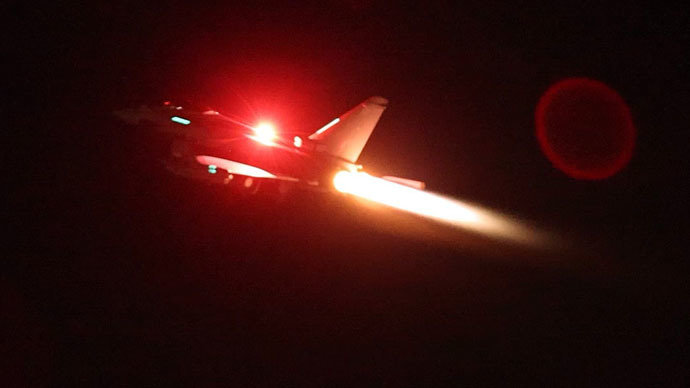 Un avión de las Royal Air Force participa en un ataque contra objetivos hutíues en Yemen. /EFE/SGT LEE GODDARD