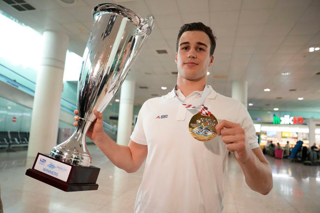 El jugador del equipo español de waterpolo, Álvaro Granados. EFE/Enric Fontcuberta