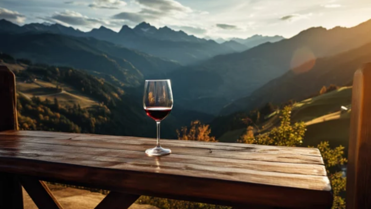 Una buena copa de vino bajo entre las montañas cántabras.