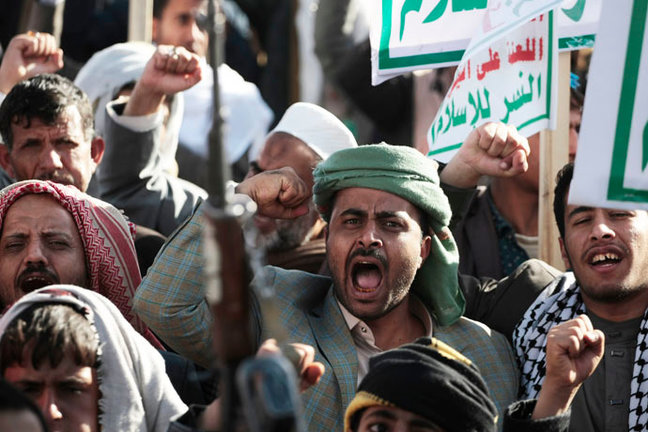 Rebeldes hutíes en una concentación en Saná, Yemen. - E.P./Osamah Yahya