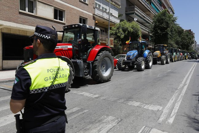 Agricultores y ganaderos de la provincia de Granada durante una manifestación. EP / Archivo