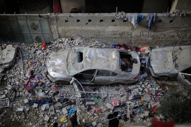 Vista de los destrozos en Rafah. EP / Mohammed Talatene