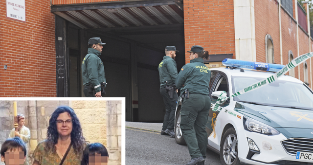 Un coche de la Guardia Civil frente a la vivienda donde han hallado el cuerpo sin vida de Silvia López. / c. ortiz / La mujer asesinada en Castro Urdiales junto a sus dos hijos. / ALERTA